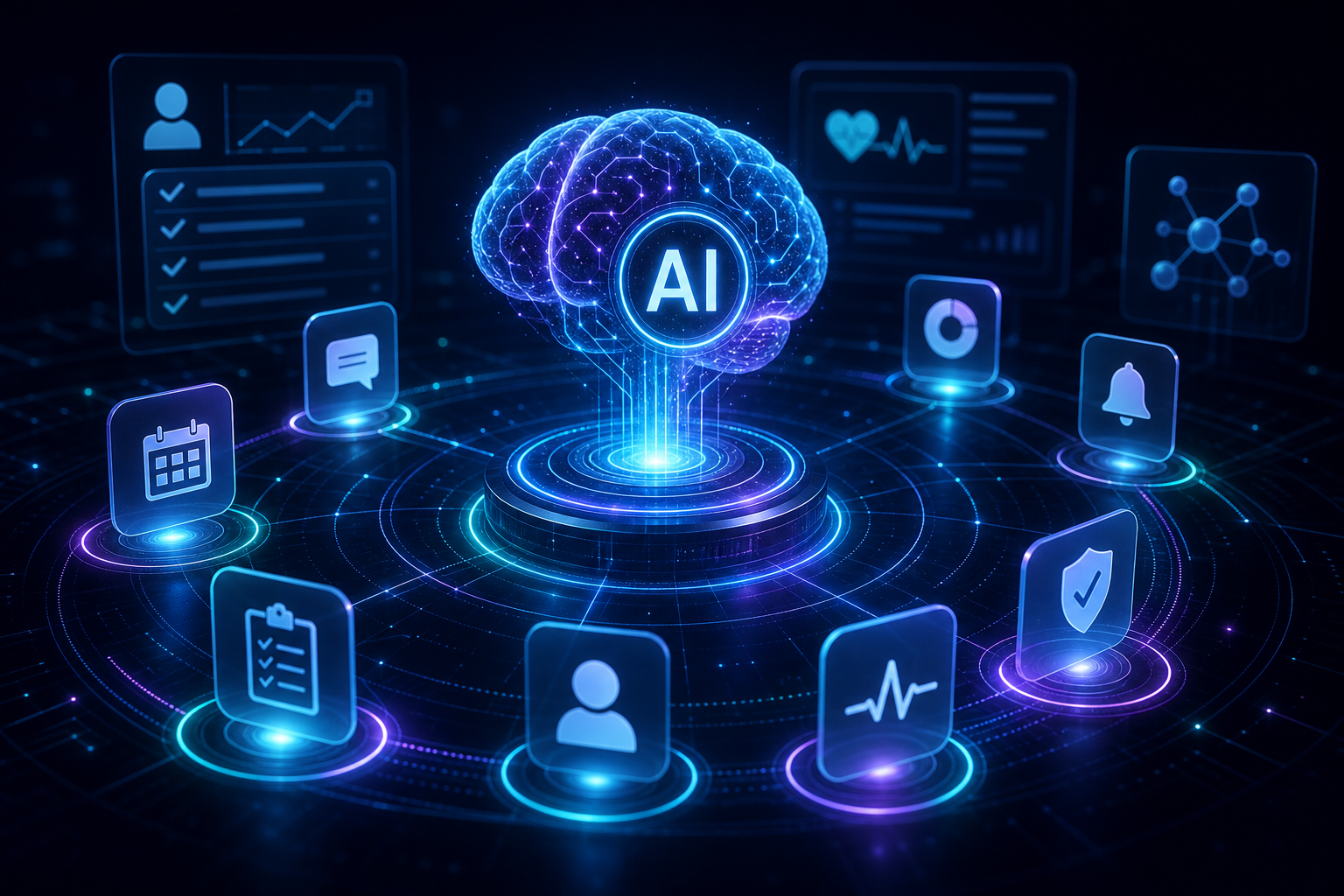Visual de inteligência artificial e automação operacional
