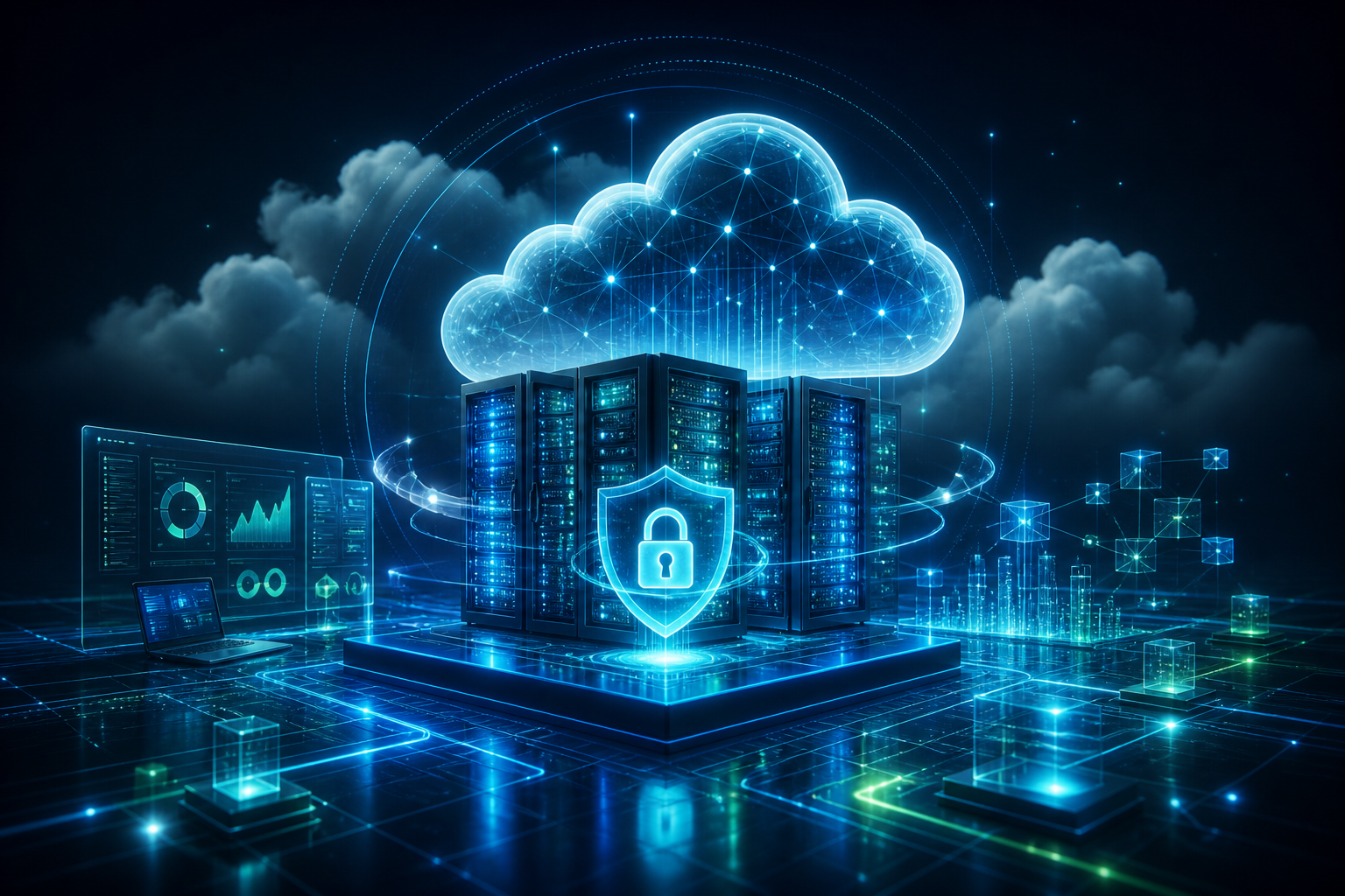 Visual de cloud e infraestrutura segura para saúde
