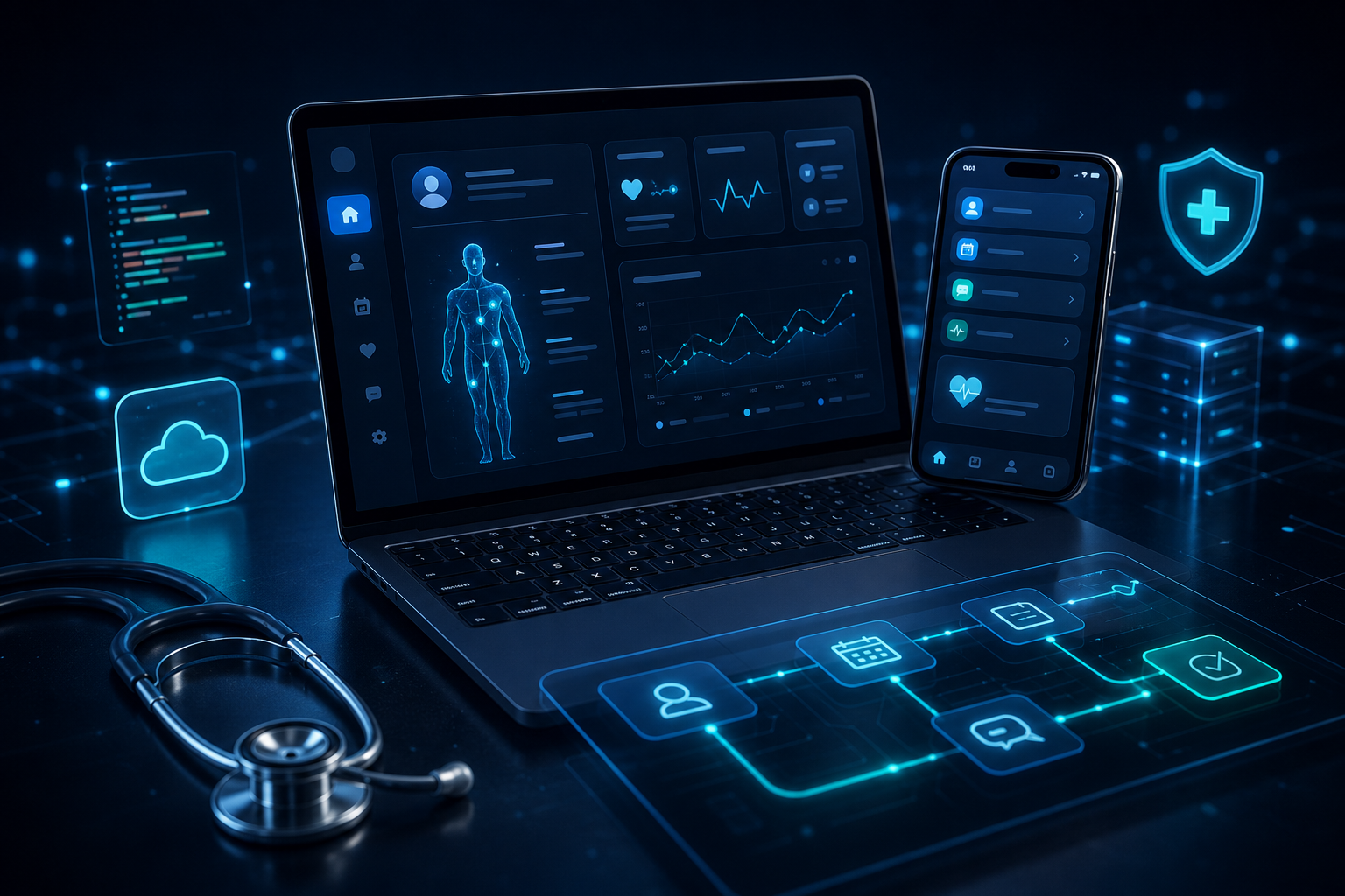 Visual de software e aplicativos para saúde